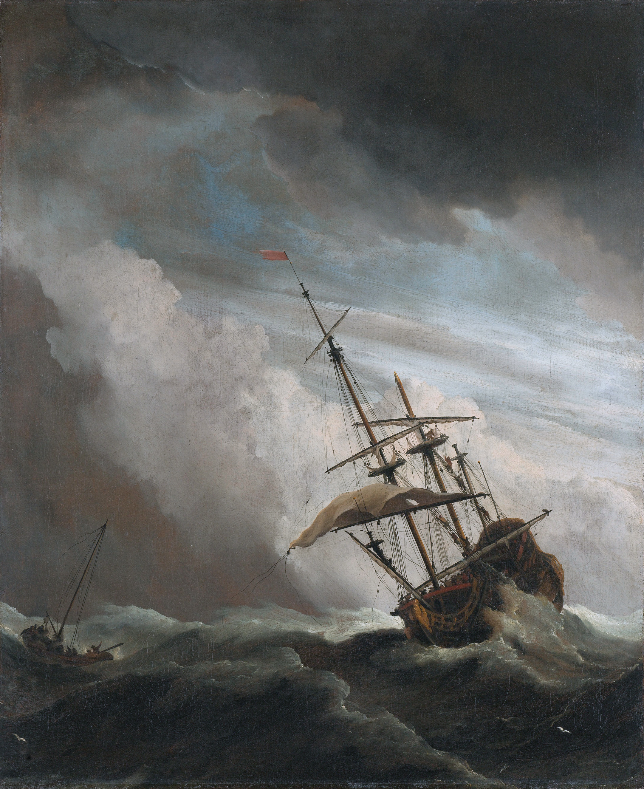 De_Windstoot_-_A_ship_in_need_in_a_raging_storm_(Willem_van_de_Velde_II,_1707)